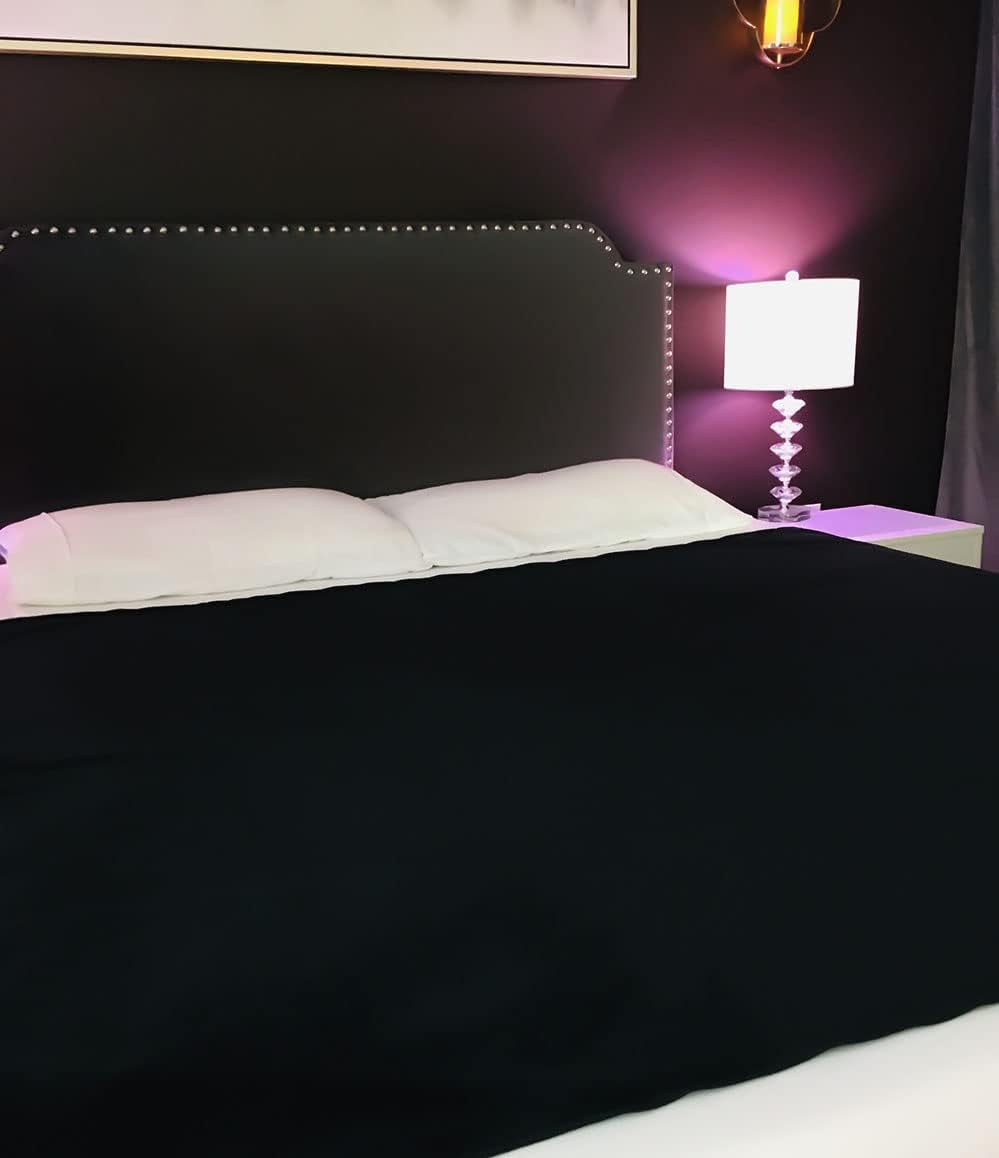 100% Waterproof Sensual Blanket Bed Pad - Leakproof, Noiseless Ultra-Soft, Reusable and Washable Sheets and Mattress Protector with Tuck-In Sides for King Bed (76X55 Inch, Midnight Black)